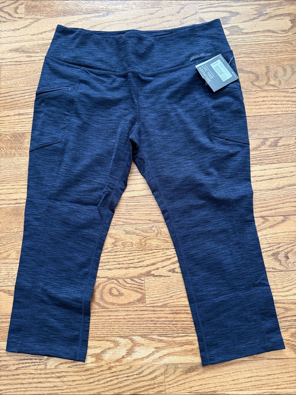 Eddie Bauer Dark Atlantic Heather Trail Tight Capri -L